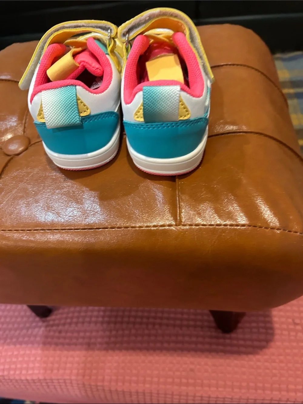 Kids Multicolor Velcro Sneakers in Yellow, Teal & Coral
